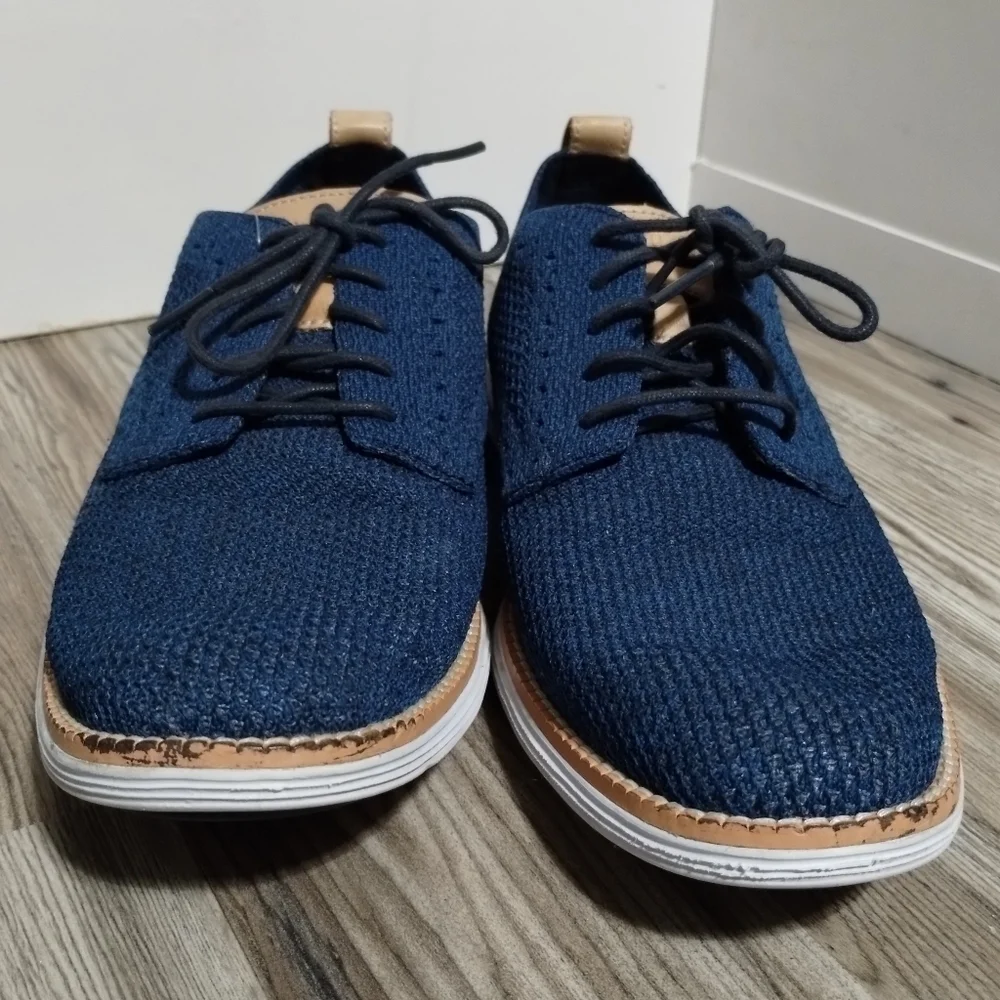Cole Haan Original Grand Plain Toe Blue Knit Oxford Shoes C29733 Mens Size 7.5